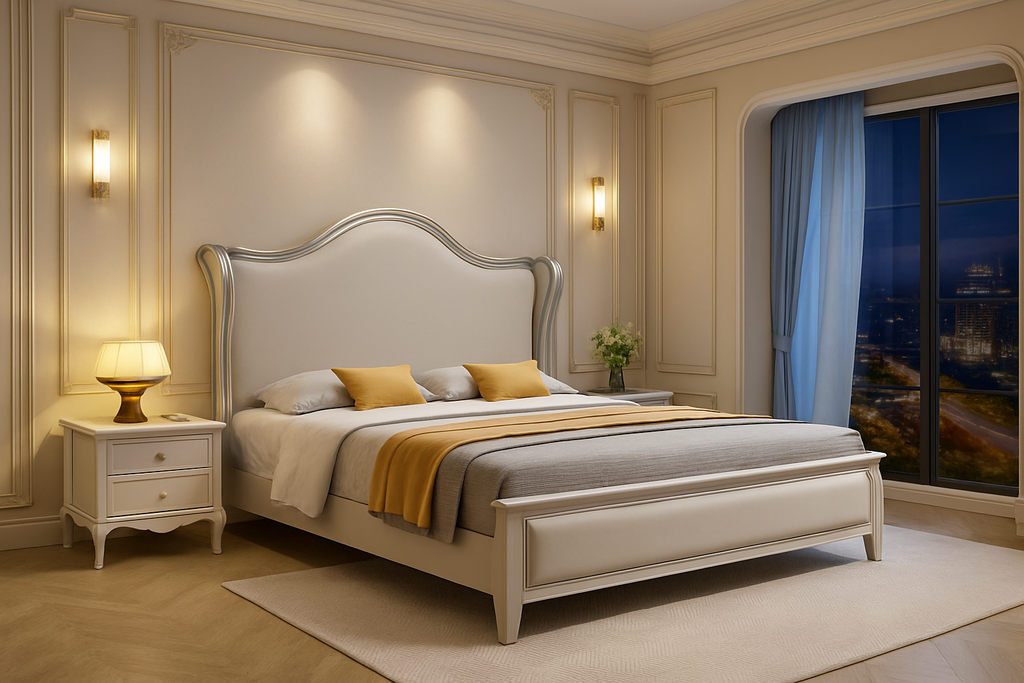 Cama Creme e dourado 