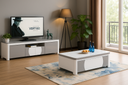 Rack de TV- Branco glossy + Cinza com Mesa de café -L2000 x L400 x A450 