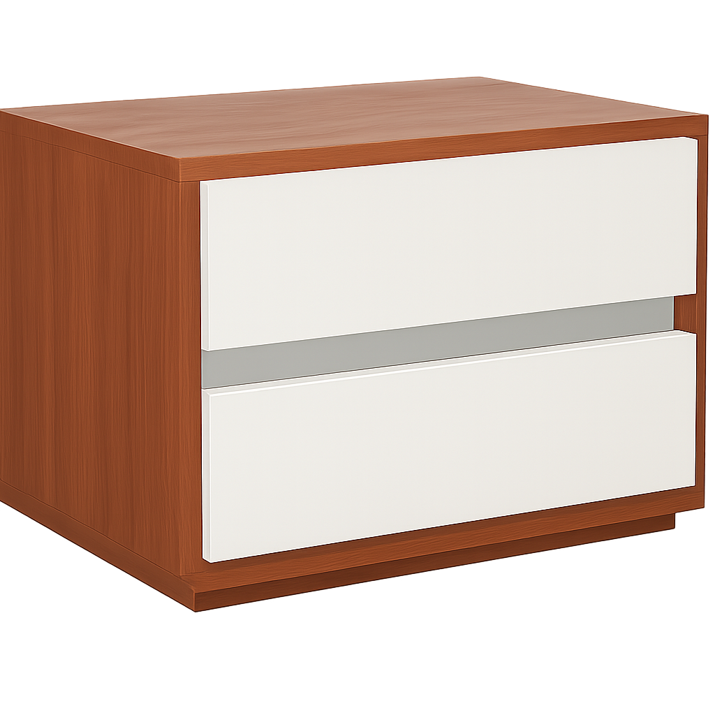 Mesa de Cabeceira (esquerda) L590 x L400 x A460 Branco glossy + Castanho