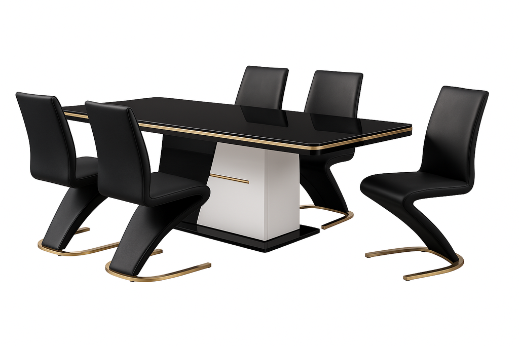 Mesa de jantar L2000 x L1000 x A760 Preto glossy + branco glossy