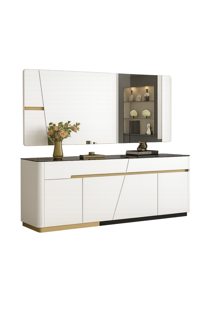 Armário sala de jantar- Preto glossy + branco glossy- L1800 x L400 x A800 