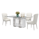 Mesa de jantar L2000 x L1000 x A760 Branco glossy + Cromo