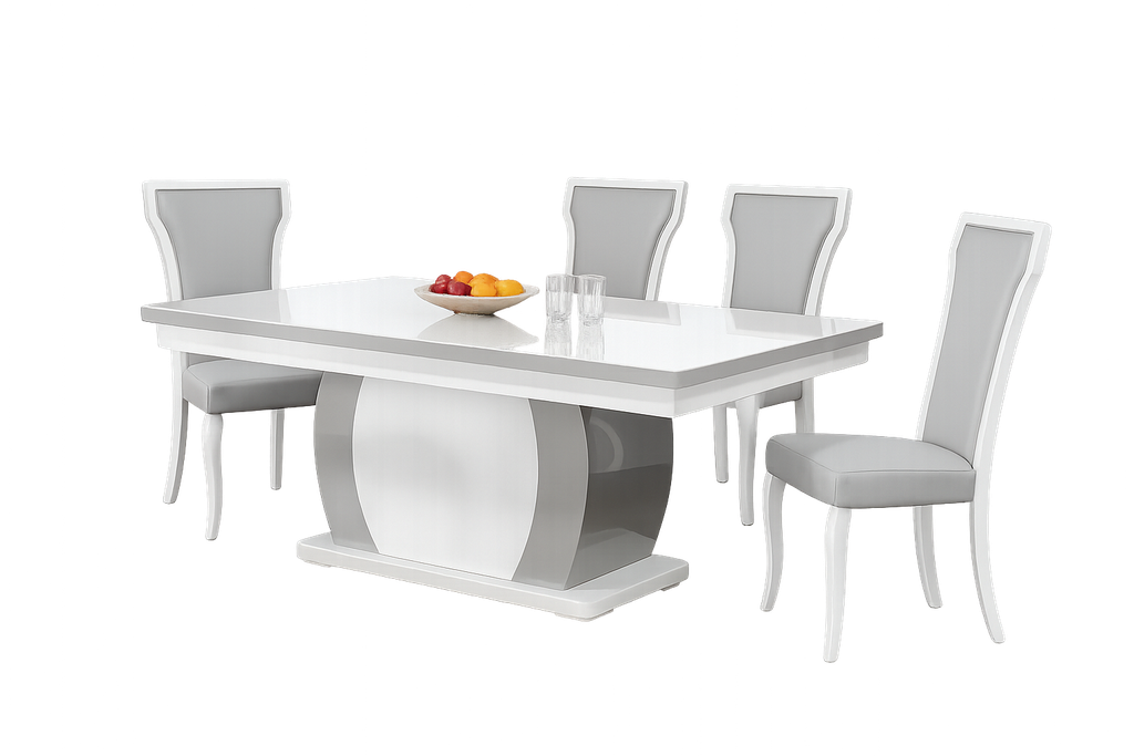 Mesa de jantar L2000 x L1000 x A750 Branco glossy + Cinza