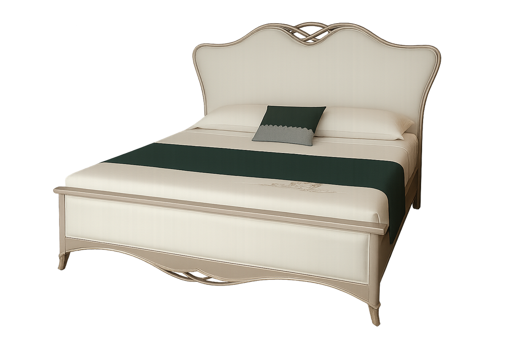 Cama ouro claro e creme